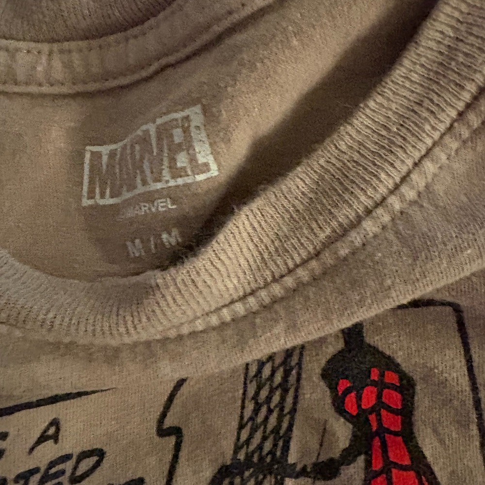 Marvel Brown Tee with Red Graphic Detail